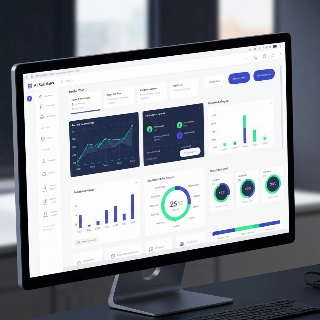 AI Solutions Dashboard showing machine learning models, chatbots, automation workflows, and artificial intelligence analytics